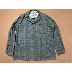 Vintage Pendleton Woolen Mills 3-Button Sport Coat Jacket XL Blue Green‎ Plaid